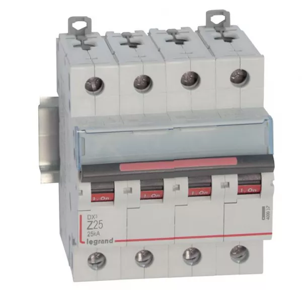 legrand-disjoncteur dx� 25ka arriv�e haute/d�part bas vis 4p 25a - courbe z - 4 mod (409937)