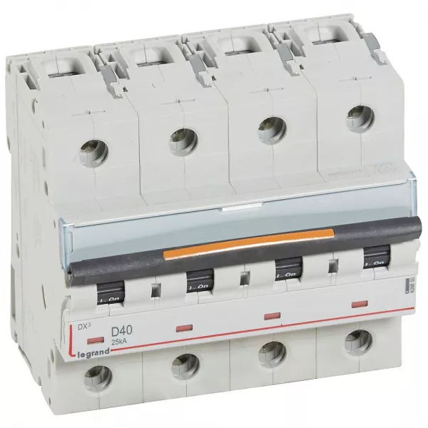 legrand-disjoncteur dx� 25ka arriv�e haute/d�part bas vis 4p 40a -courbe d - 6 mod (409850)