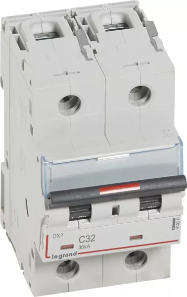 legrand-disjoncteur dx� 36ka arriv�e haute/d�part bas vis 2p 32a - courbe c - 3 mod (410011)