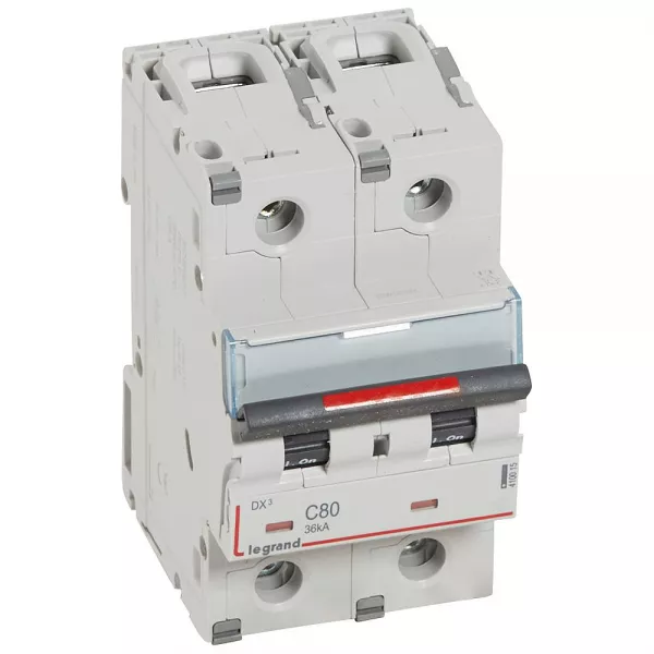 legrand-disjoncteur dx� 36ka arriv�e haute/d�part bas vis 2p 80a - courbe c - 3 mod (410015)
