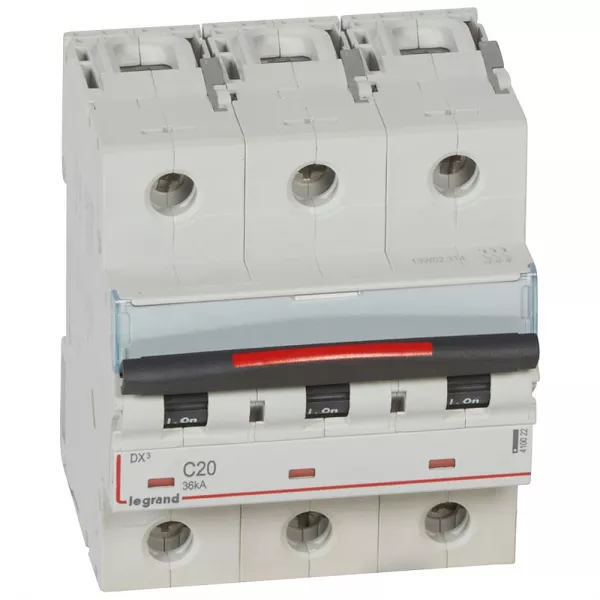 legrand-disjoncteur dx� 36ka arriv�e haute/d�part bas vis 3p 20a - courbe c - 4,5 mod (410022)