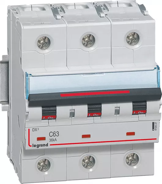 legrand-disjoncteur dx� 36ka arriv�e haute/d�part bas vis 3p 63a - courbe c - 4,5 mod (410027)