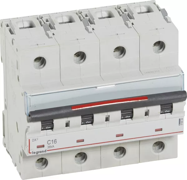 legrand-disjoncteur dx� 36ka arriv�e haute/d�part bas vis 4p 16a - courbe c - 6 mod (410034)