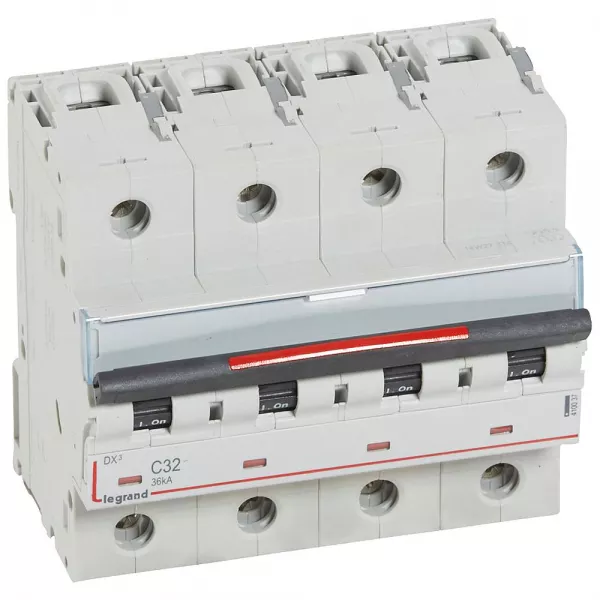 legrand-disjoncteur dx� 36ka arriv�e haute/d�part bas vis 4p 32a - courbe c - 6 mod (410037)