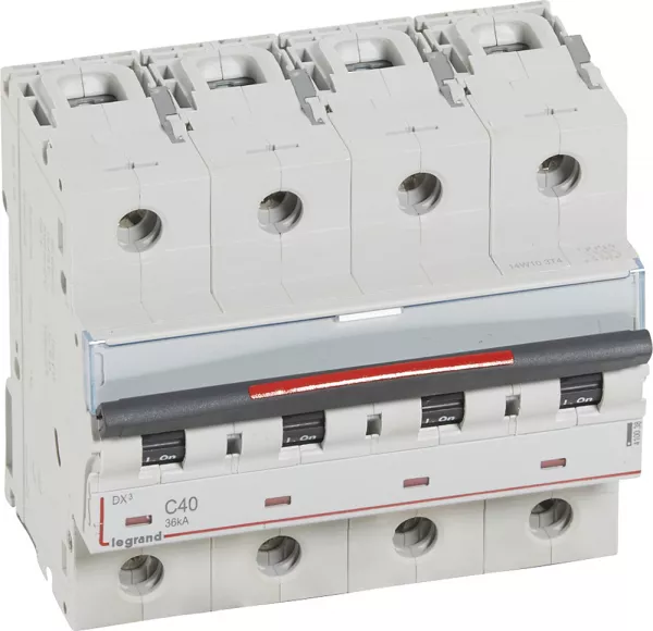 legrand-disjoncteur dx� 36ka arriv�e haute/d�part bas vis 4p 40a - courbe c - 6 mod (410038)