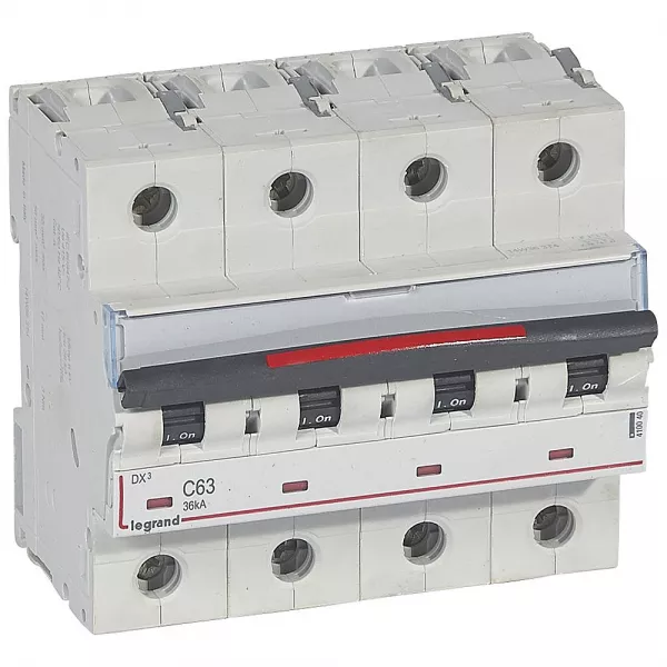 legrand-disjoncteur dx� 36ka arriv�e haute/d�part bas vis 4p 63a - courbe c - 6 mod (410040)