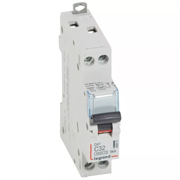 legrand-disjoncteur dx� 4500a 6ka unipolaire + neutre 32a courbe c (406872)