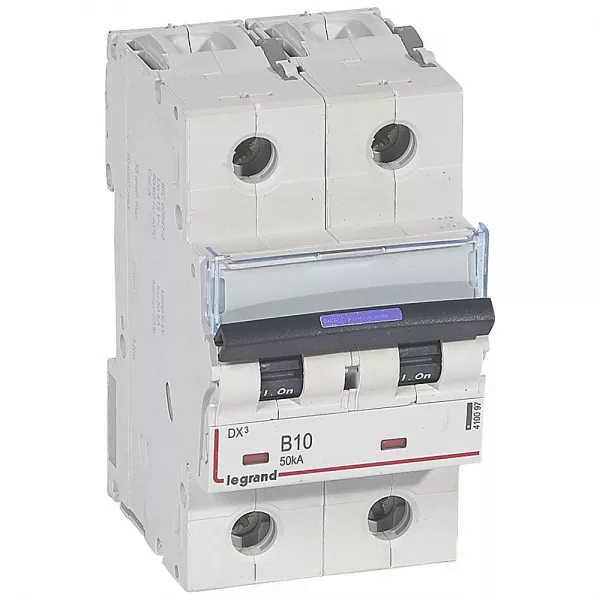 legrand-disjoncteur dx� 50ka arriv�e haute/d�part bas vis 2p 10a - courbe b - 3 mod (410097)
