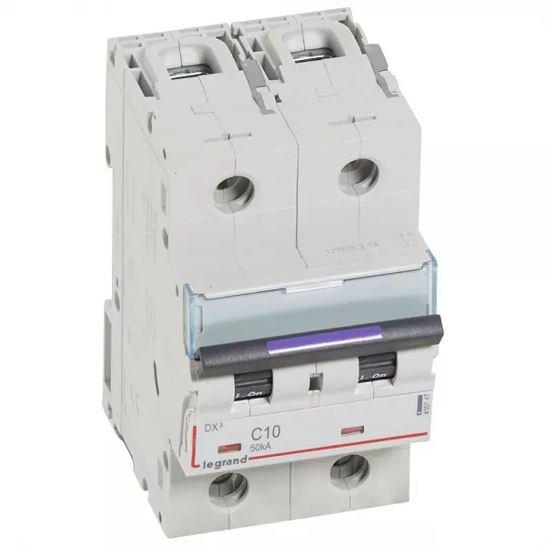 legrand-disjoncteur dx� 50ka arriv�e haute/d�part bas vis 2p 10a - courbe c - 3 mod (410147)