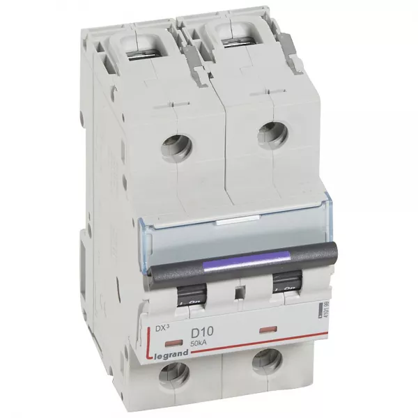 legrand-disjoncteur dx� 50ka arriv�e haute/d�part bas vis 2p 10a - courbe d - 3 mod (410199)