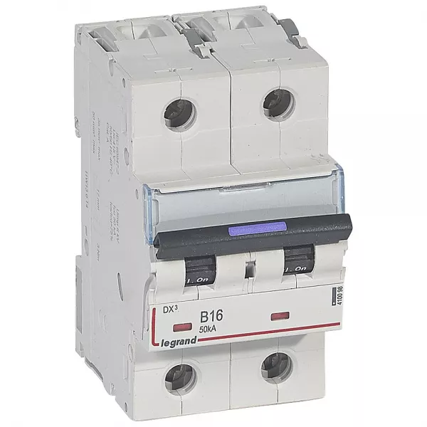 legrand-disjoncteur dx� 50ka arriv�e haute/d�part bas vis 2p 16a - courbe b - 3 mod (410098)