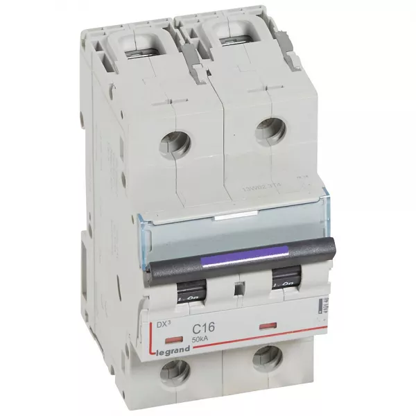 legrand-disjoncteur dx� 50ka arriv�e haute/d�part bas vis 2p 16a - courbe c - 3 mod (410148)