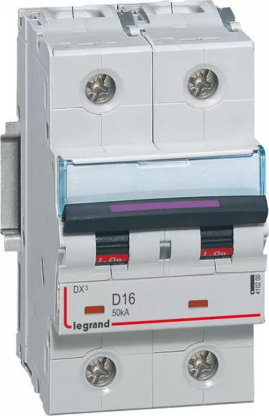 legrand-disjoncteur dx� 50ka arriv�e haute/d�part bas vis 2p 16a - courbe d - 3 mod (410200)