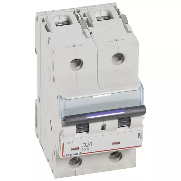legrand-disjoncteur dx� 50ka arriv�e haute/d�part bas vis 2p 20a - courbe d - 3 mod (410201)
