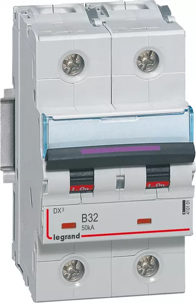 legrand-disjoncteur dx� 50ka arriv�e haute/d�part bas vis 2p 32a - courbe b - 3 mod (410101)