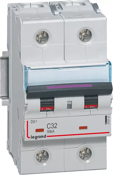 legrand-disjoncteur dx� 50ka arriv�e haute/d�part bas vis 2p 32a - courbe c - 3 mod (410151)