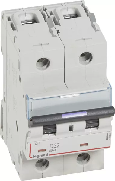 legrand-disjoncteur dx� 50ka arriv�e haute/d�part bas vis 2p 32a - courbe d - 3 mod (410203)