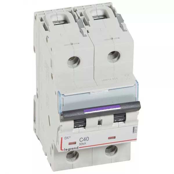 legrand-disjoncteur dx� 50ka arriv�e haute/d�part bas vis 2p 40a - courbe c - 3 mod (410152)