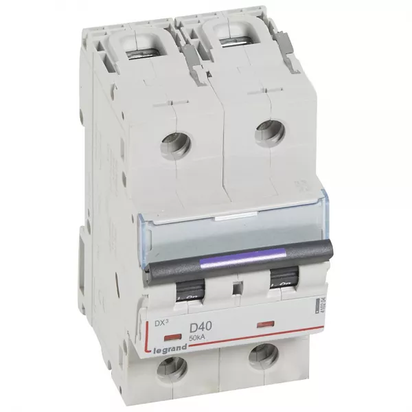legrand-disjoncteur dx� 50ka arriv�e haute/d�part bas vis 2p 40a - courbe d - 3 mod (410204)