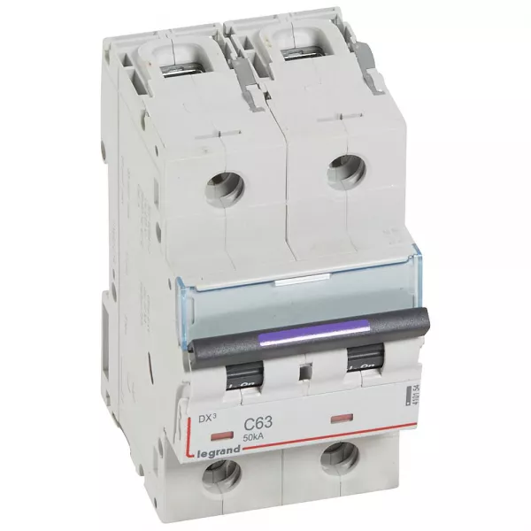 legrand-disjoncteur dx� 50ka arriv�e haute/d�part bas vis 2p 63a - courbe c - 3 mod (410154)