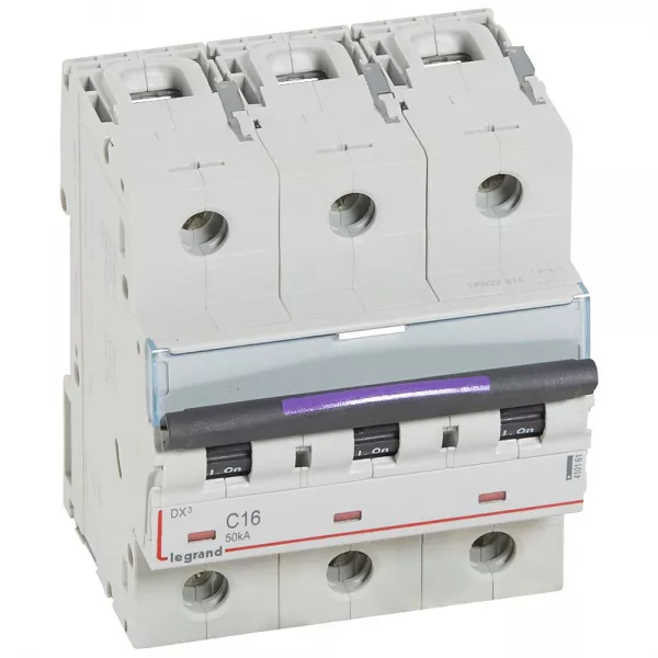 legrand-disjoncteur dx� 50ka arriv�e haute/d�part bas vis 3p 16a - courbe c - 4,5 mod (410161)
