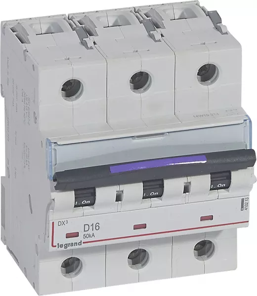 legrand-disjoncteur dx� 50ka arriv�e haute/d�part bas vis 3p 16a - courbe d - 4,5 mod (410213)