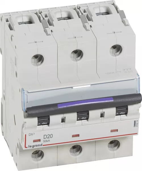 legrand-disjoncteur dx� 50ka arriv�e haute/d�part bas vis 3p 20a - courbe d - 4,5 mod (410214)
