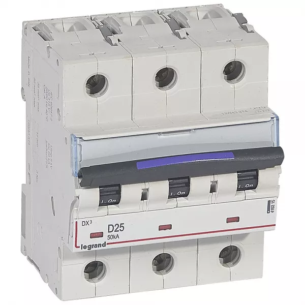 legrand-disjoncteur dx� 50ka arriv�e haute/d�part bas vis 3p 25a - courbe d - 4,5 mod (410215)