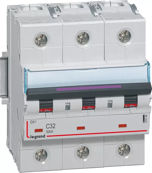 legrand-disjoncteur dx� 50ka arriv�e haute/d�part bas vis 3p 32a - courbe c - 4,5 mod (410164)