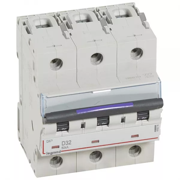 legrand-disjoncteur dx� 50ka arriv�e haute/d�part bas vis 3p 32a - courbe d - 4,5 mod (410216)