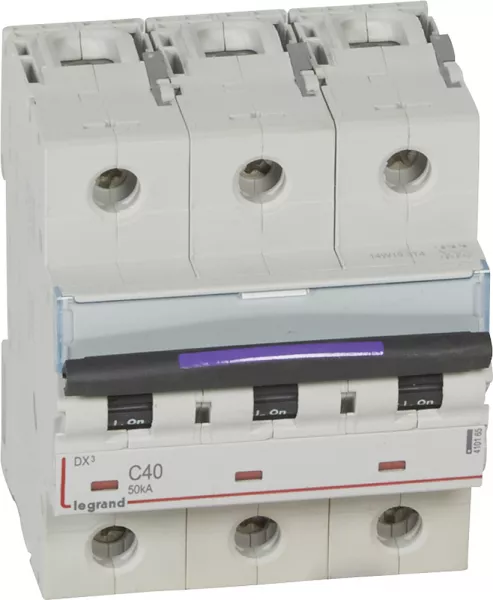 legrand-disjoncteur dx� 50ka arriv�e haute/d�part bas vis 3p 40a - courbe c - 4,5 mod (410165)