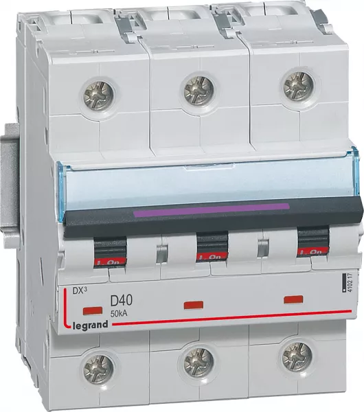 legrand-disjoncteur dx� 50ka arriv�e haute/d�part bas vis 3p 40a - courbe d - 4,5 mod (410217)
