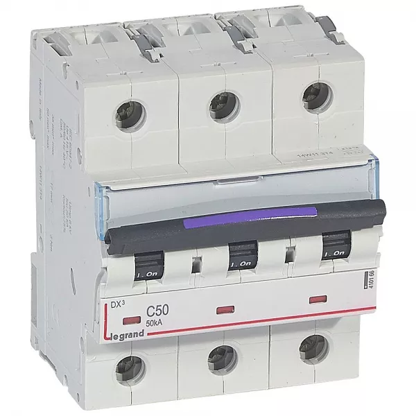 legrand-disjoncteur dx� 50ka arriv�e haute/d�part bas vis 3p 50a - courbe c - 4,5 mod (410166)