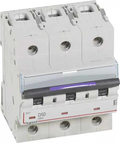 legrand-disjoncteur dx� 50ka arriv�e haute/d�part bas vis 3p 50a - courbe d - 4,5 mod (410218)