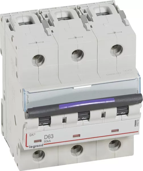 legrand-disjoncteur dx� 50ka arriv�e haute/d�part bas vis 3p 63a - courbe d - 4,5 mod (410219)