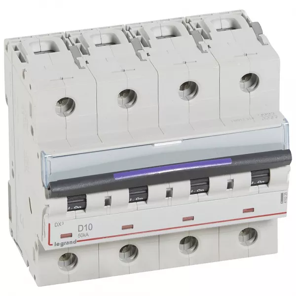 legrand-disjoncteur dx� 50ka arriv�e haute/d�part bas vis 4p 10a - courbe d - 6 mod (410225)