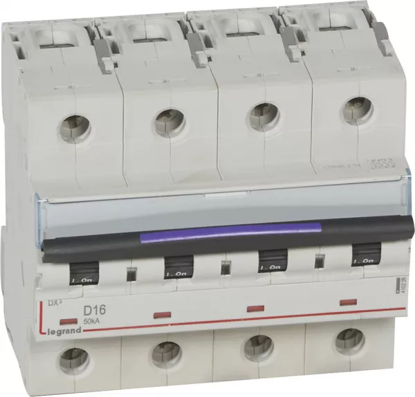 legrand-disjoncteur dx� 50ka arriv�e haute/d�part bas vis 4p 16a - courbe d - 6 mod (410226)