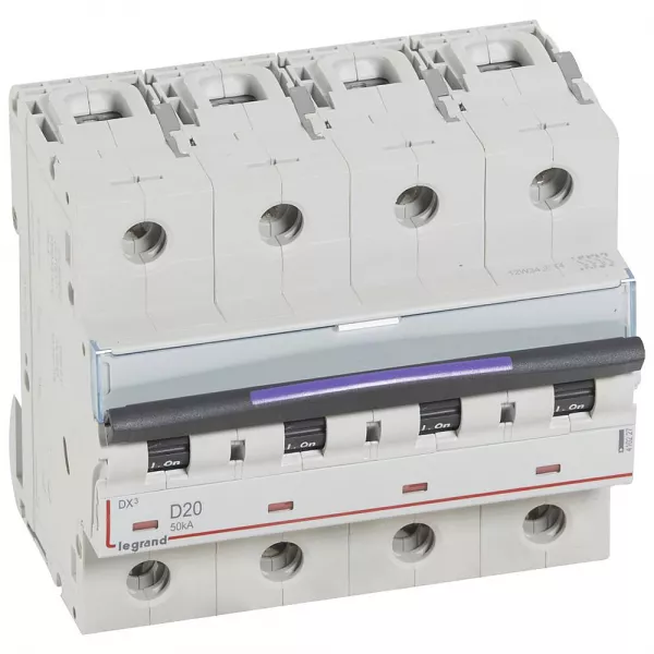 legrand-disjoncteur dx� 50ka arriv�e haute/d�part bas vis 4p 20a - courbe d - 6 mod (410227)
