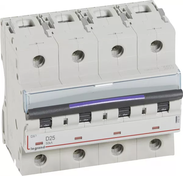 legrand-disjoncteur dx� 50ka arriv�e haute/d�part bas vis 4p 25a - courbe d - 6 mod (410228)