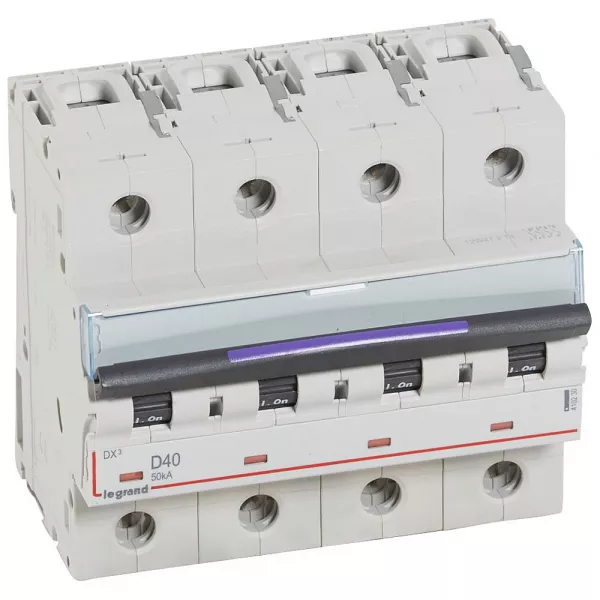 legrand-disjoncteur dx� 50ka arriv�e haute/d�part bas vis 4p 40a - courbe d - 6 mod (410230)