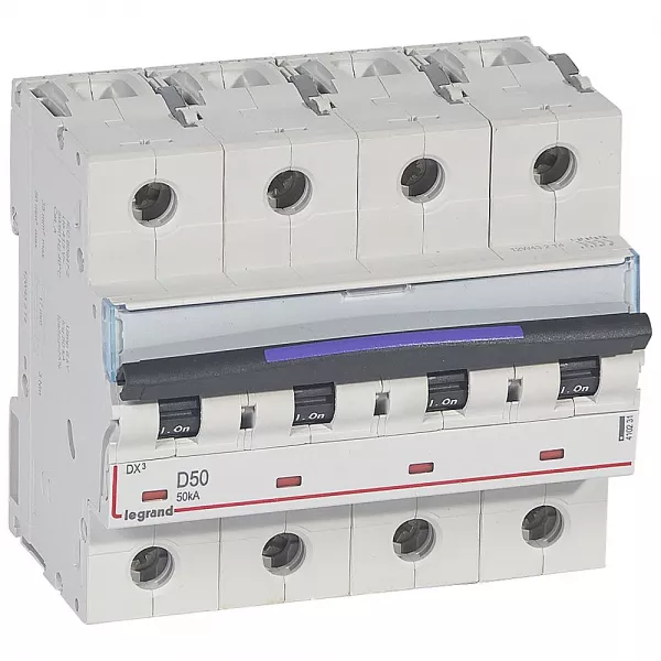 legrand-disjoncteur dx� 50ka arriv�e haute/d�part bas vis 4p 50a - courbe d - 6 mod (410231)