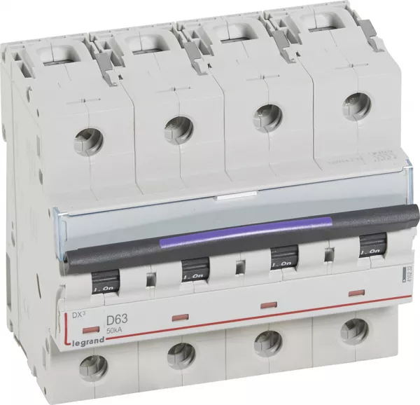 legrand-disjoncteur dx� 50ka arriv�e haute/d�part bas vis 4p 63a - courbe d - 6 mod (410232)