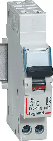 legrand-disjoncteur dx� 6000 - auto/vis - u+n - 230v~ - 10a - 10 ka - courbe c - 1m (407712)