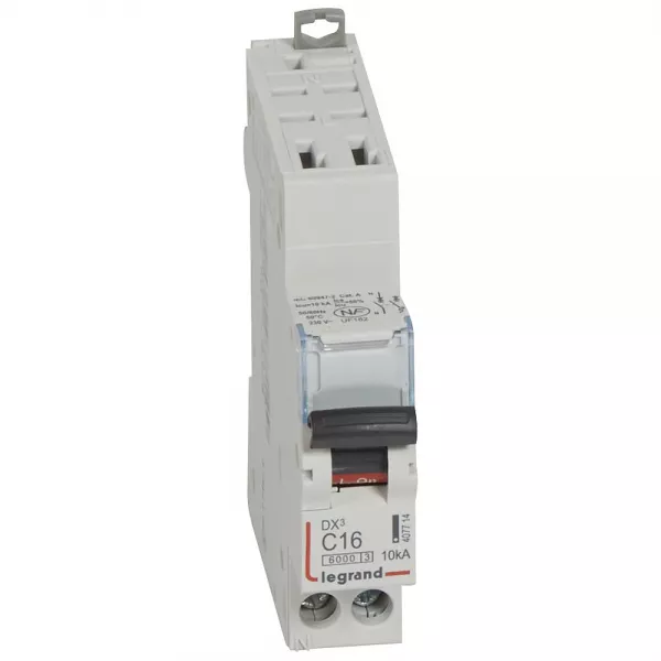 legrand-disjoncteur dx� 6000 - auto/vis - u+n - 230v~ - 16a - 10 ka - courbe c - 1m (407714)