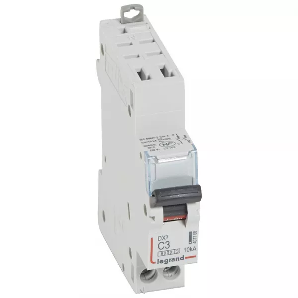 legrand-disjoncteur dx� 6000 - auto/vis - u+n - 230v~ - 3 a - 10 ka - courbe c - 1m (407708)