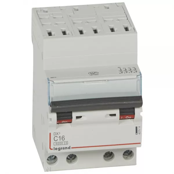 legrand-disjoncteur dx� 6000 -auto/vis- 4p- 400v~-16a-courbec-peigne hx� opti 4p -3m (407914)