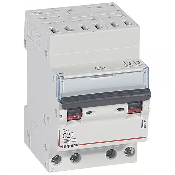 legrand-disjoncteur dx� 6000 -auto/vis- 4p- 400v~-20a-courbec-peigne hx� opti 4p -3m (407915)