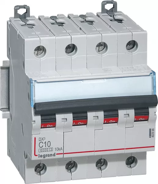 legrand-disjoncteur dx� 6000 -vis/vis- 4p- 400v~-10a-courbec-peigne hx� trad 4p - 4m (407896)