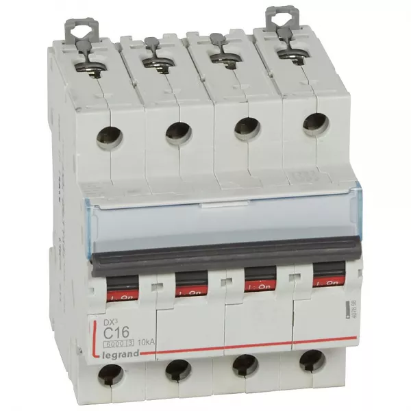 legrand-disjoncteur dx� 6000 -vis/vis- 4p- 400v~-16a-courbec-peigne hx� trad 4p - 4m (407898)