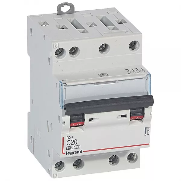 legrand-disjoncteur dx� 6000 -vis/vis- 4p- 400v~-20a-10ka-courbec-peigne hx� opti 4p -3m (407908)